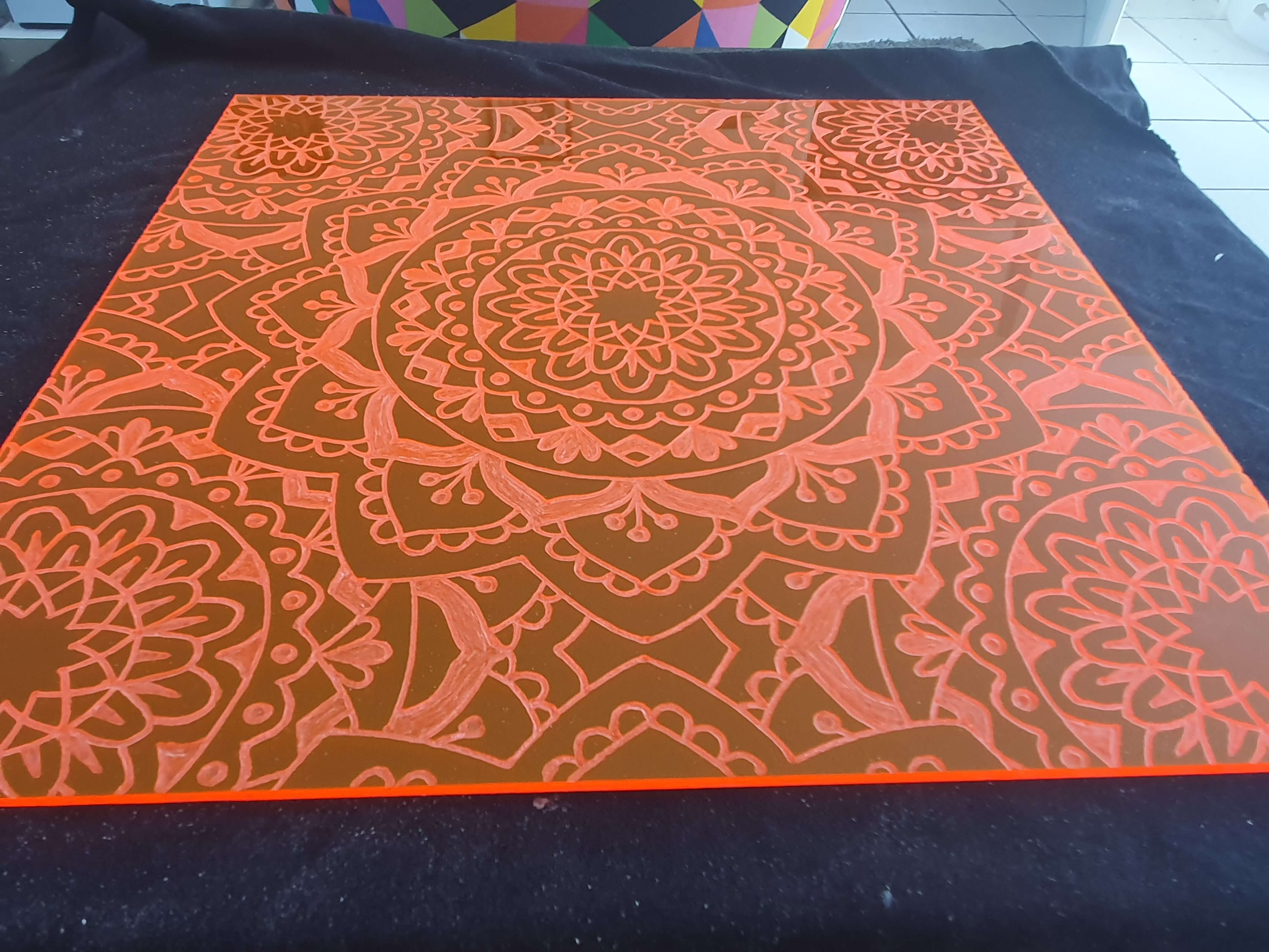 Orange Mandala Engraving