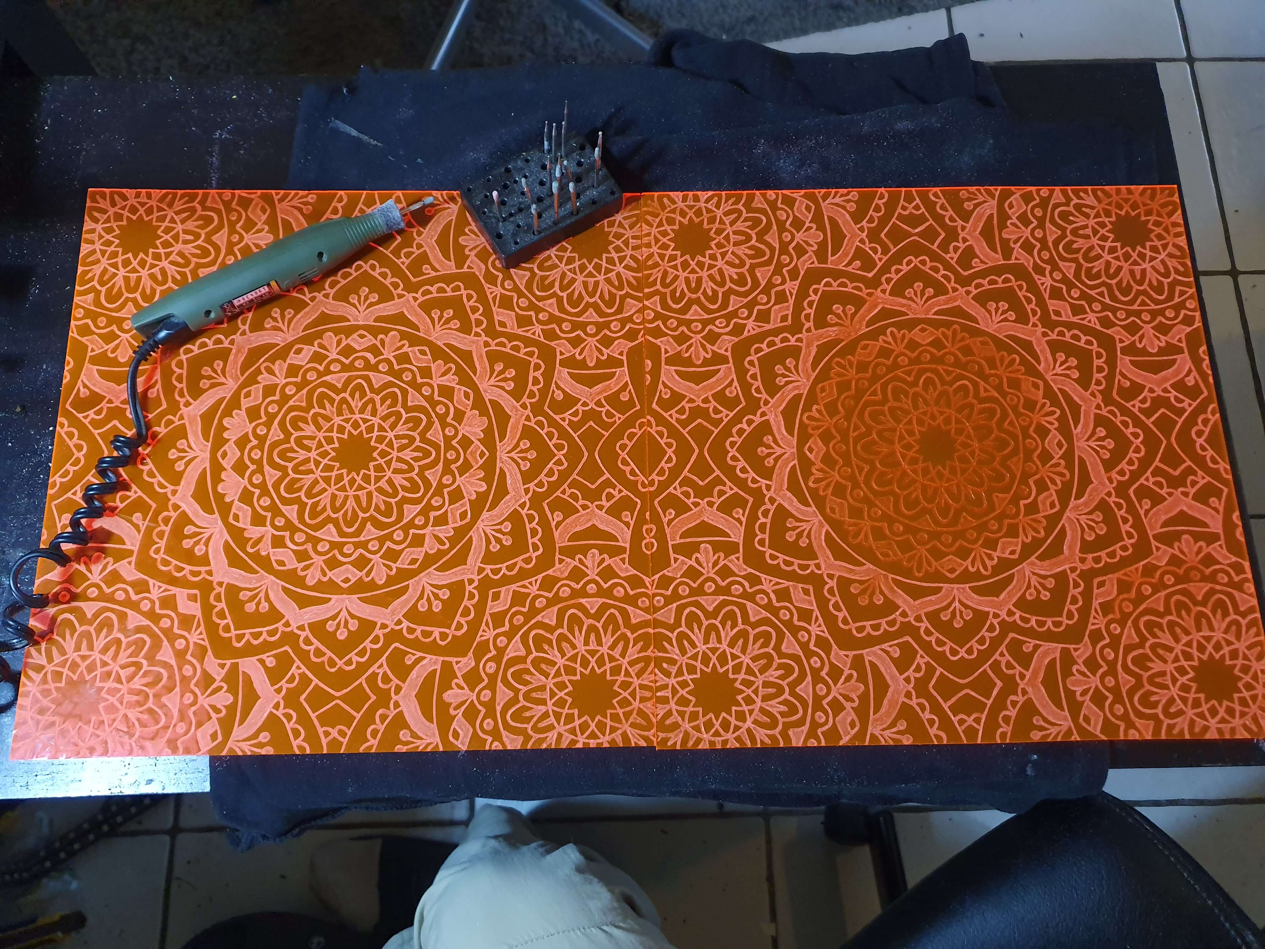Orange Mandala Engraving